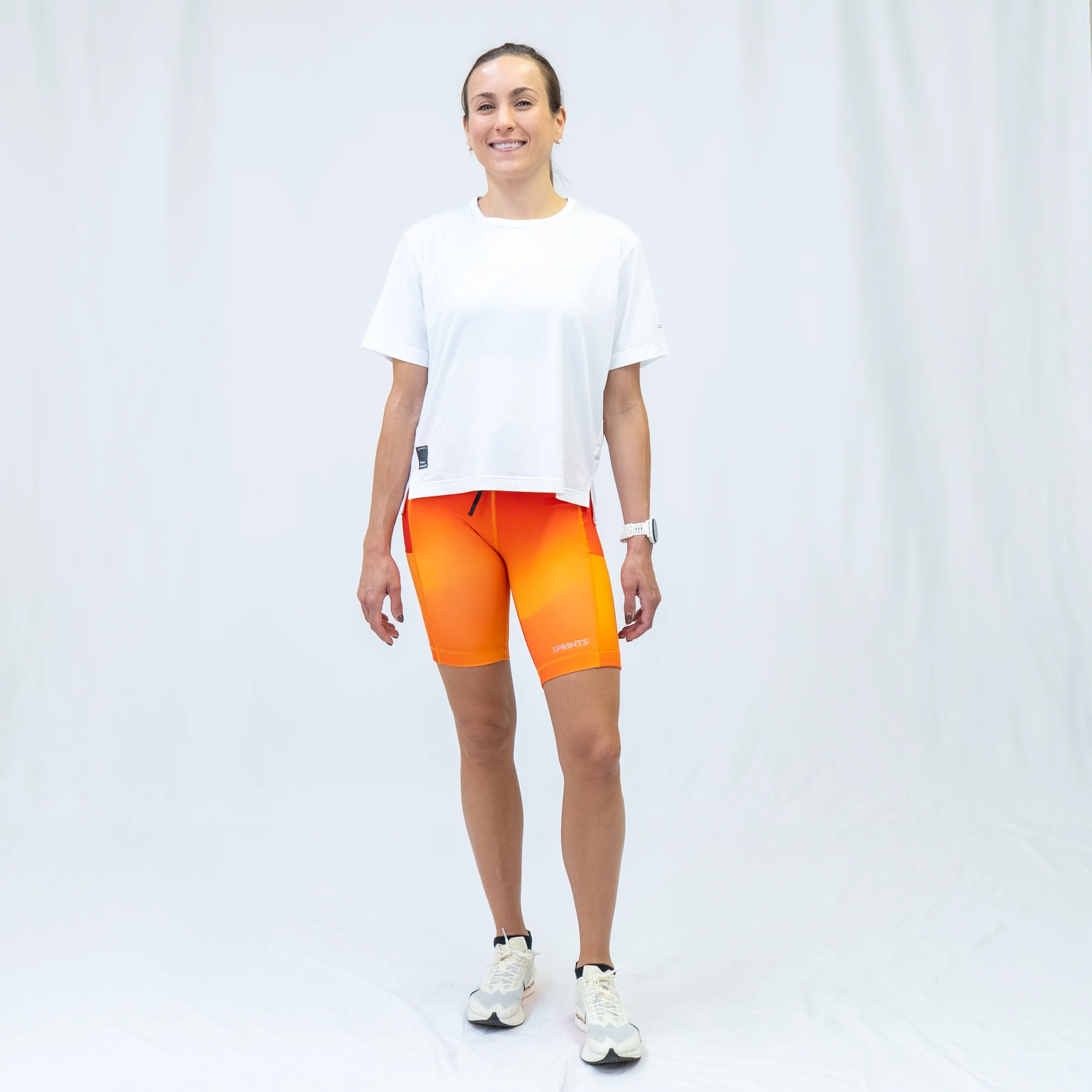 Womens Flexion 8" Compression Short - Orange Crush - Image 3